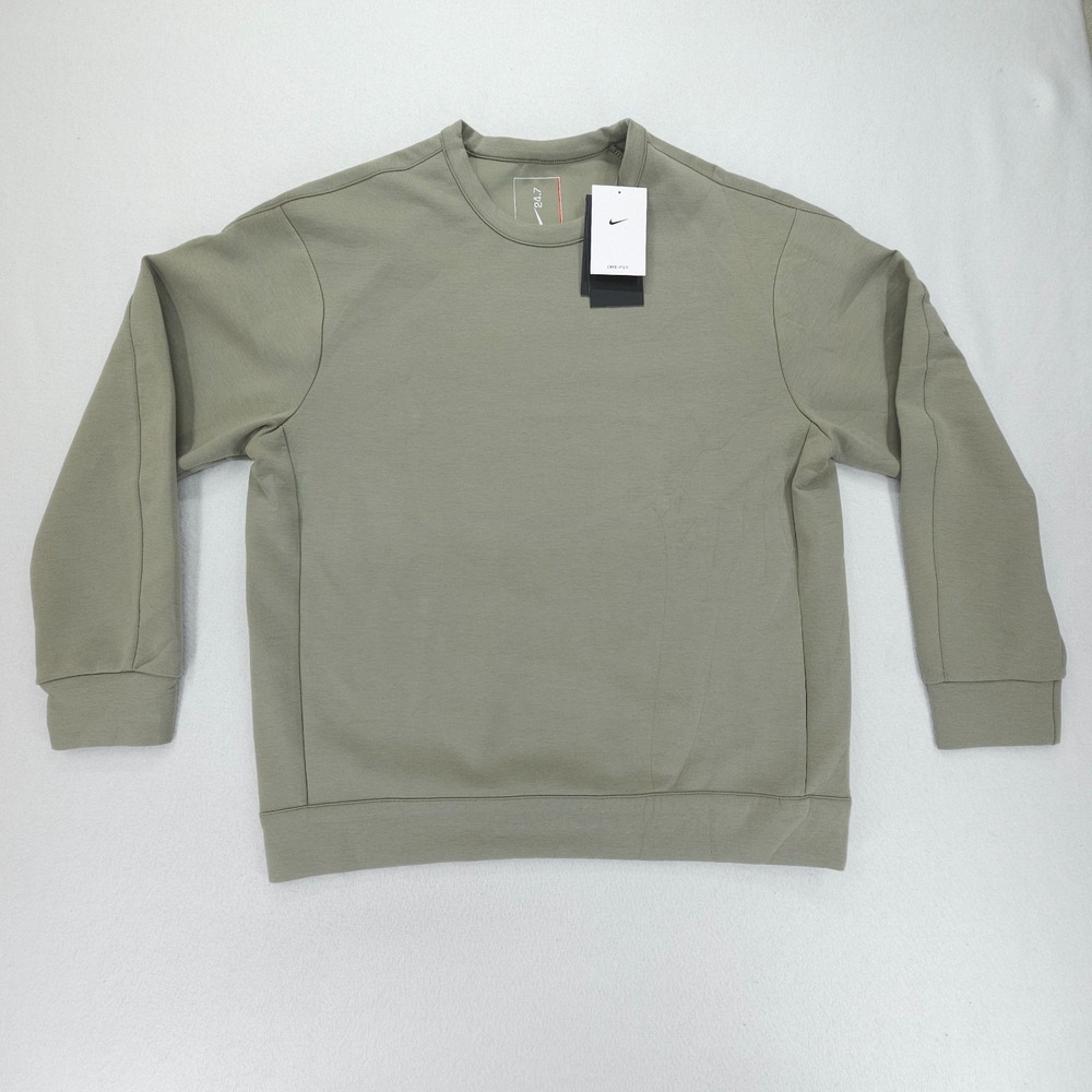 Nike Crewneck Sweatshirt Mens M Light Army/Green 24.7 ImpossiblySoft Dri-Fit NWT